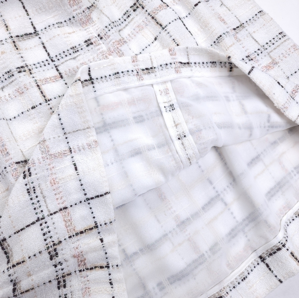 Lafayette 148 White Plaid Weave Shift Dress Sz 2 - Picture 2 of 16